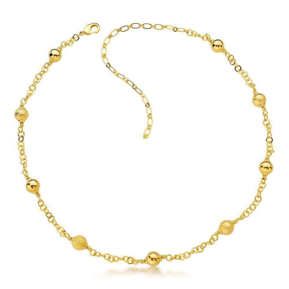 Colar Choker Bolinhas Foscas Banhada A Ouro 18k - 32cm