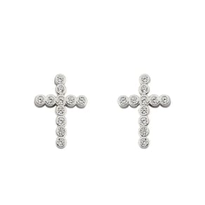 Brinco Cruz Cravejados Com Zircônias Prata 925 - Cristal