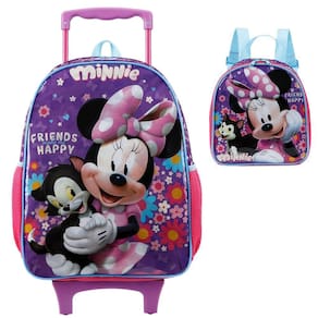 Kit Mochila Rodinhas 16 e Lancheira Xeryus Minnie X1 Roxo