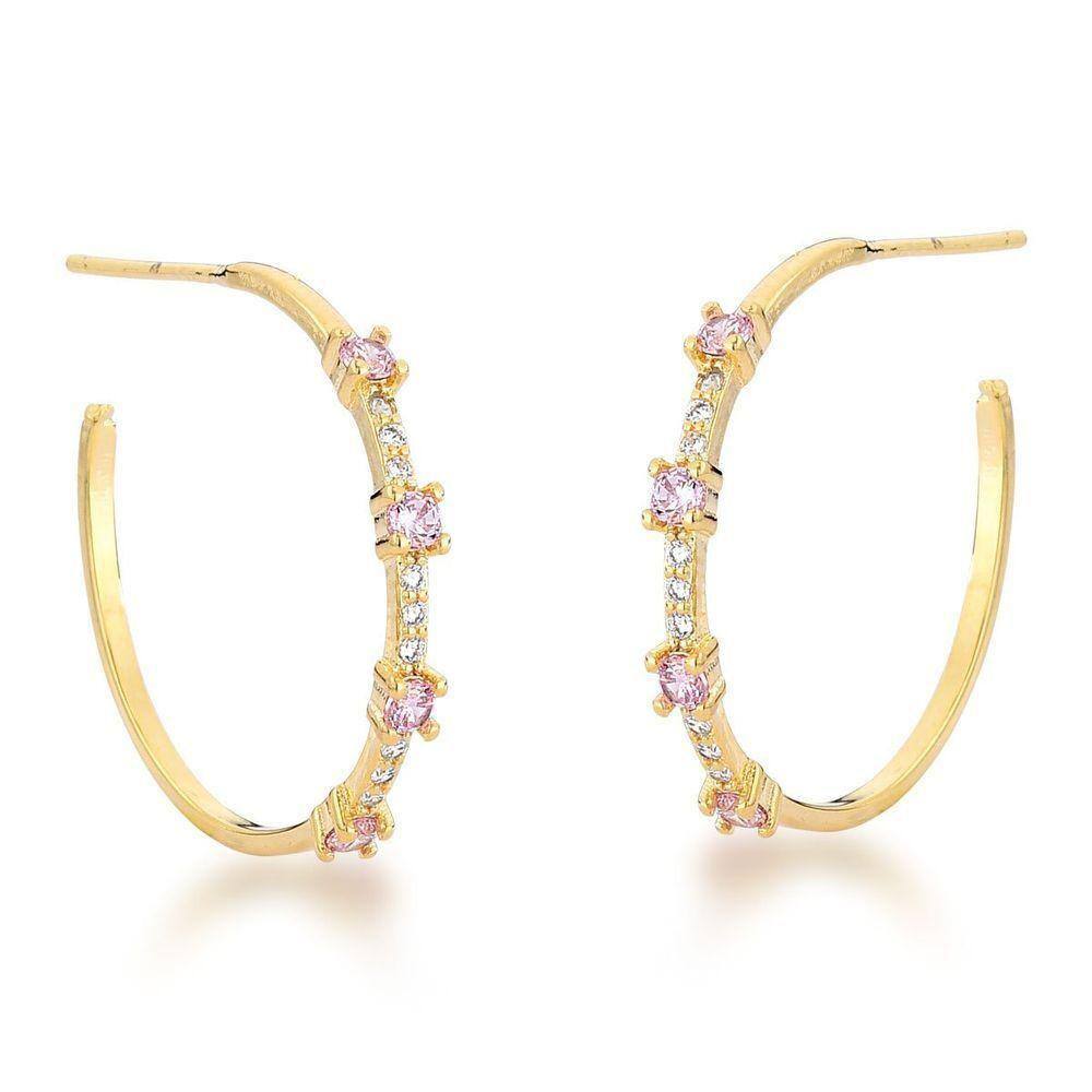 Brinco Argola Ponto De Luz Colorida Banhada A Ouro 18k