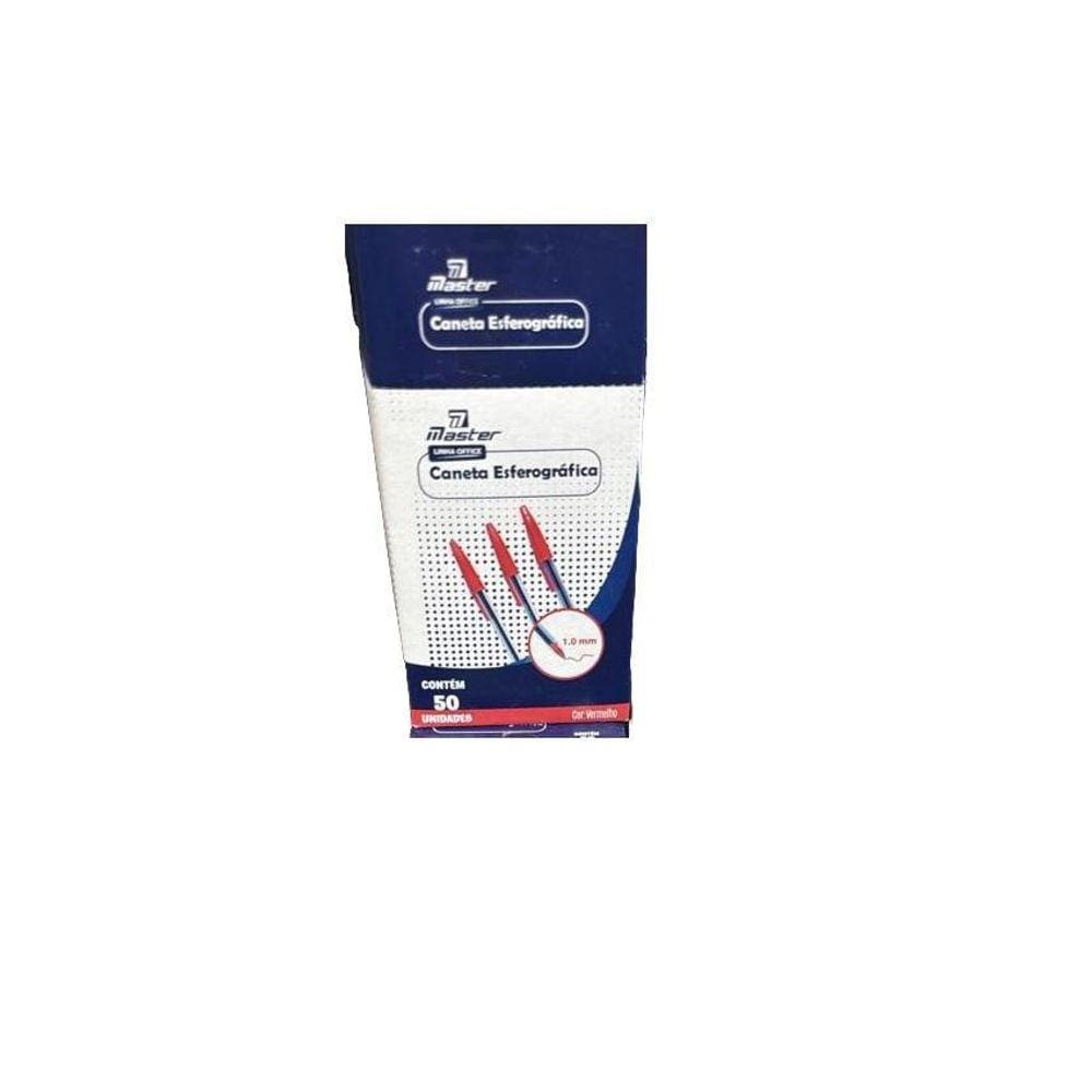 Caneta Esferográfica Compactor Vermelha 1.0-Kit 50Un