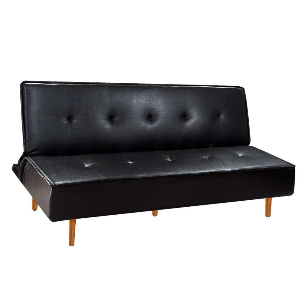 Sofá Cama Silver 3 Lugares Reclinável 1,92 Material Sintético Facto Preto Speciale Home