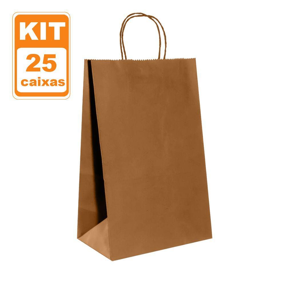 Sacolas Kraft Lisas 22x33x13 Delivery Ecológicas - 25 und