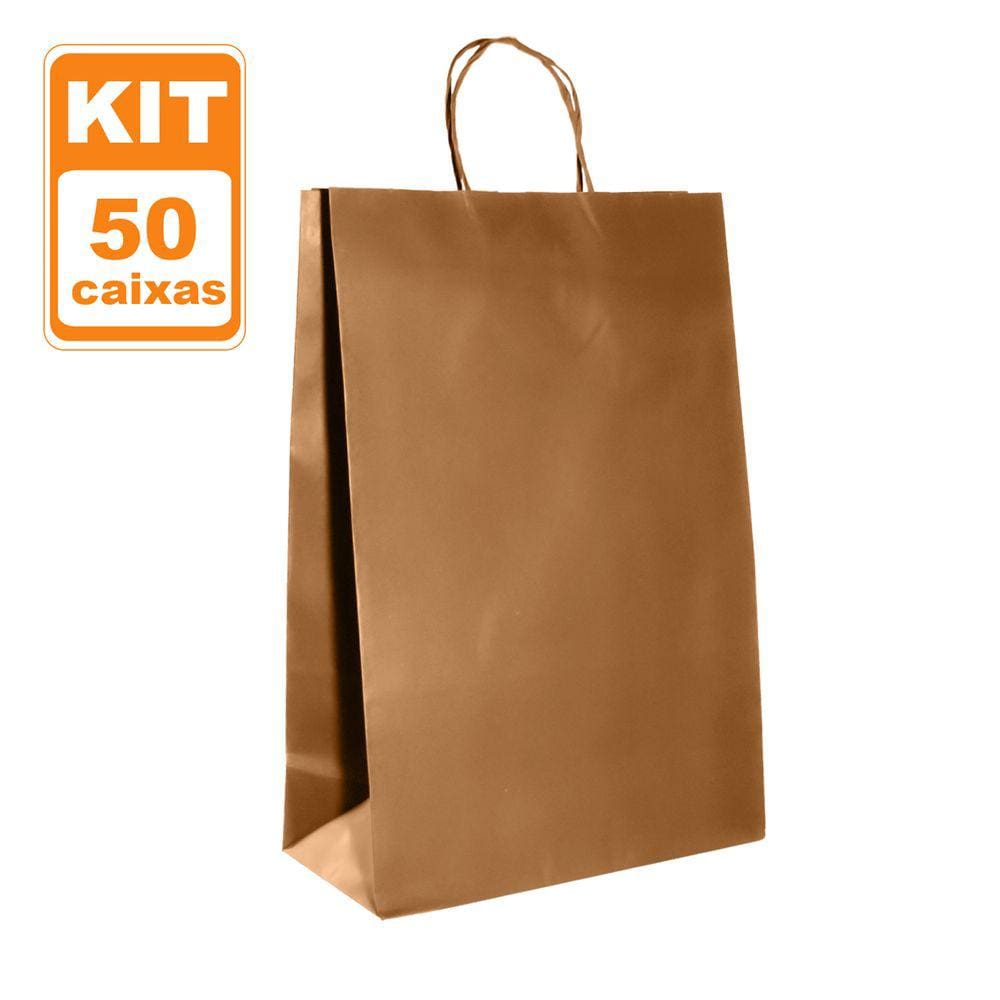 Sacolas Kraft Lisas 24x35x11 Delivery Ecológicas - 50 und