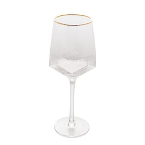 Taça Vinho 2pç Cristal 600ml c/ Borda Dourada Taj - Wolff