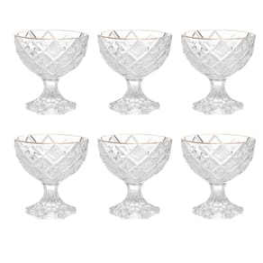 Conjunto 6 Taças de Sobremesa de Vidro Deli Diamond com Fio de Ouro 170ml - Lyor