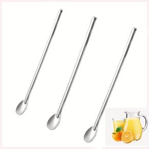 Kit 3 Colher Comprida Inox Bailarina Mexer Suco Bebida Jarra