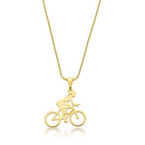 Colar Bicicleta Laser Banhado A Ouro 18k - 45cm