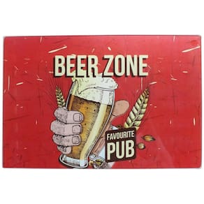 Tabua retangular Beer Zone em vidro L30xP20cm