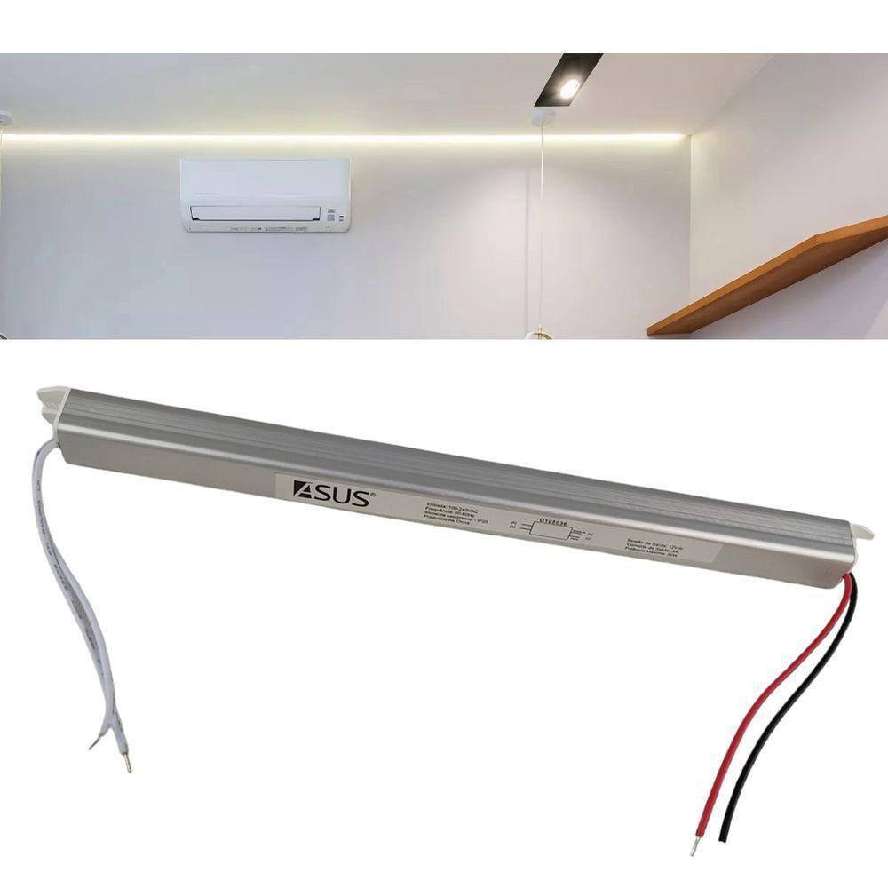 Fonte Slim 36w Potente Bivolt Drive 12v 3a Perfil Fita Led Ip20 Lustre Luminaria Eficiente