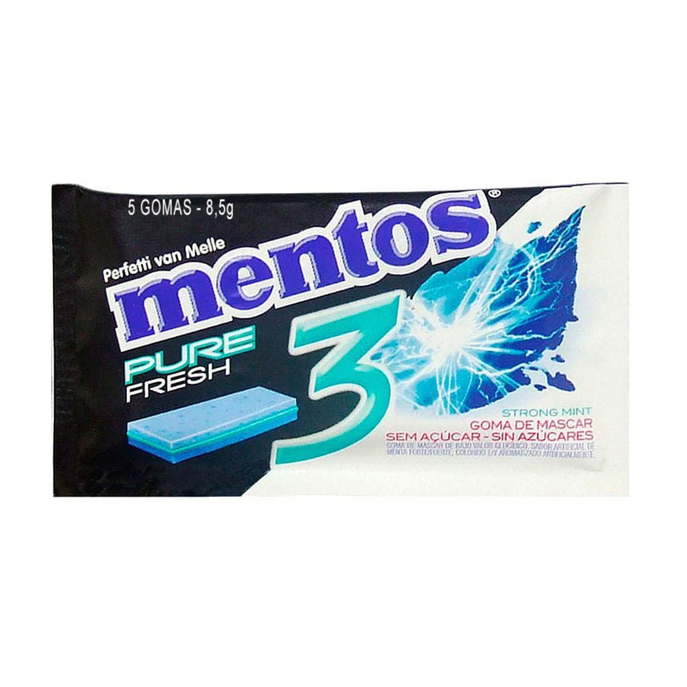 Chiclete Mentos Pure Fresh 3 Sabor Strong Mint Sem Açúcar