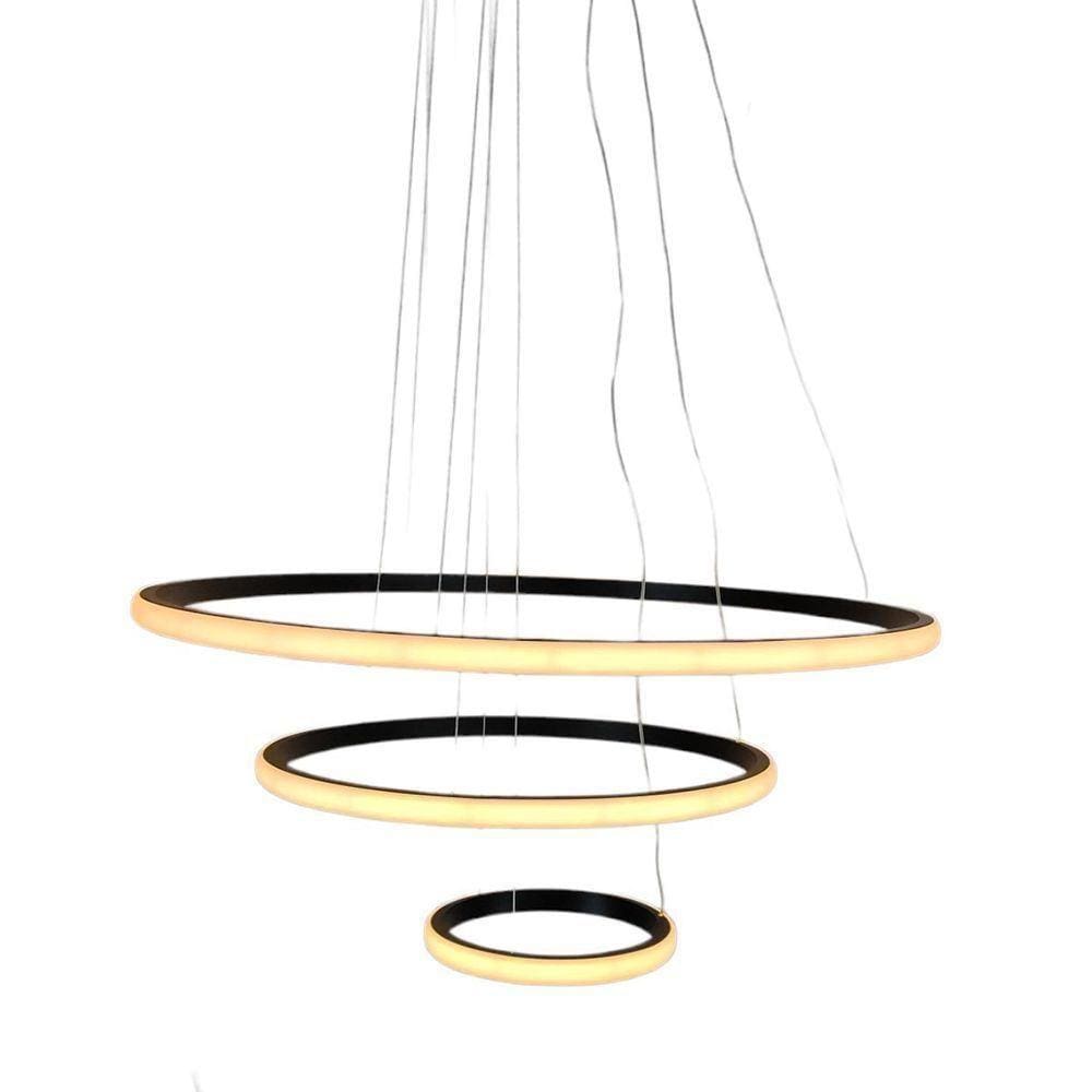 Lustre Pendente Luminaria 3 Aneis Arcos Perfil Articulavel 48w Ajustavel Perfil Infinito S
