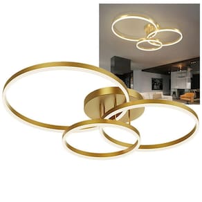 Lustre Luminaria 3 Em 1 Aneis Infinito Perfil Led Arco Orbital Iluminaçao Ambiente Moderno