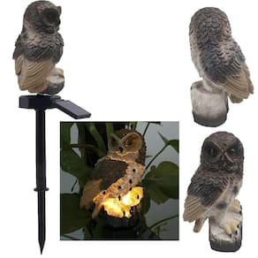 Coruja Luminaria Solar Luz Led Quintal Jardim Iluminaçao Resistente Multiuso
