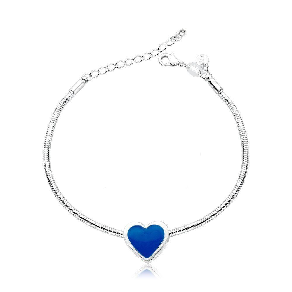 Pulseira Blue Heart Revestida Em Prata