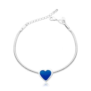 Pulseira Blue Heart Revestida Em Prata