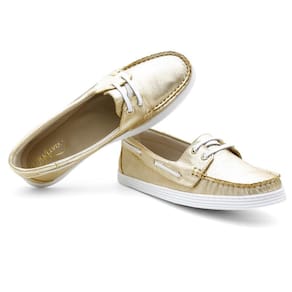 Dockside Feminino Metalizado Casual Moderno Estilo Conforto