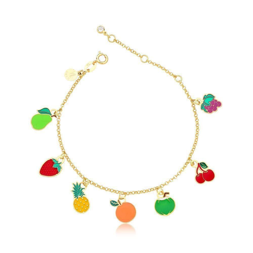 Pulseira Frutas Do Agro Revestida Em Ouro