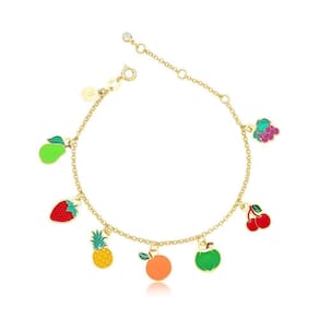 Pulseira Frutas Do Agro Revestida Em Ouro