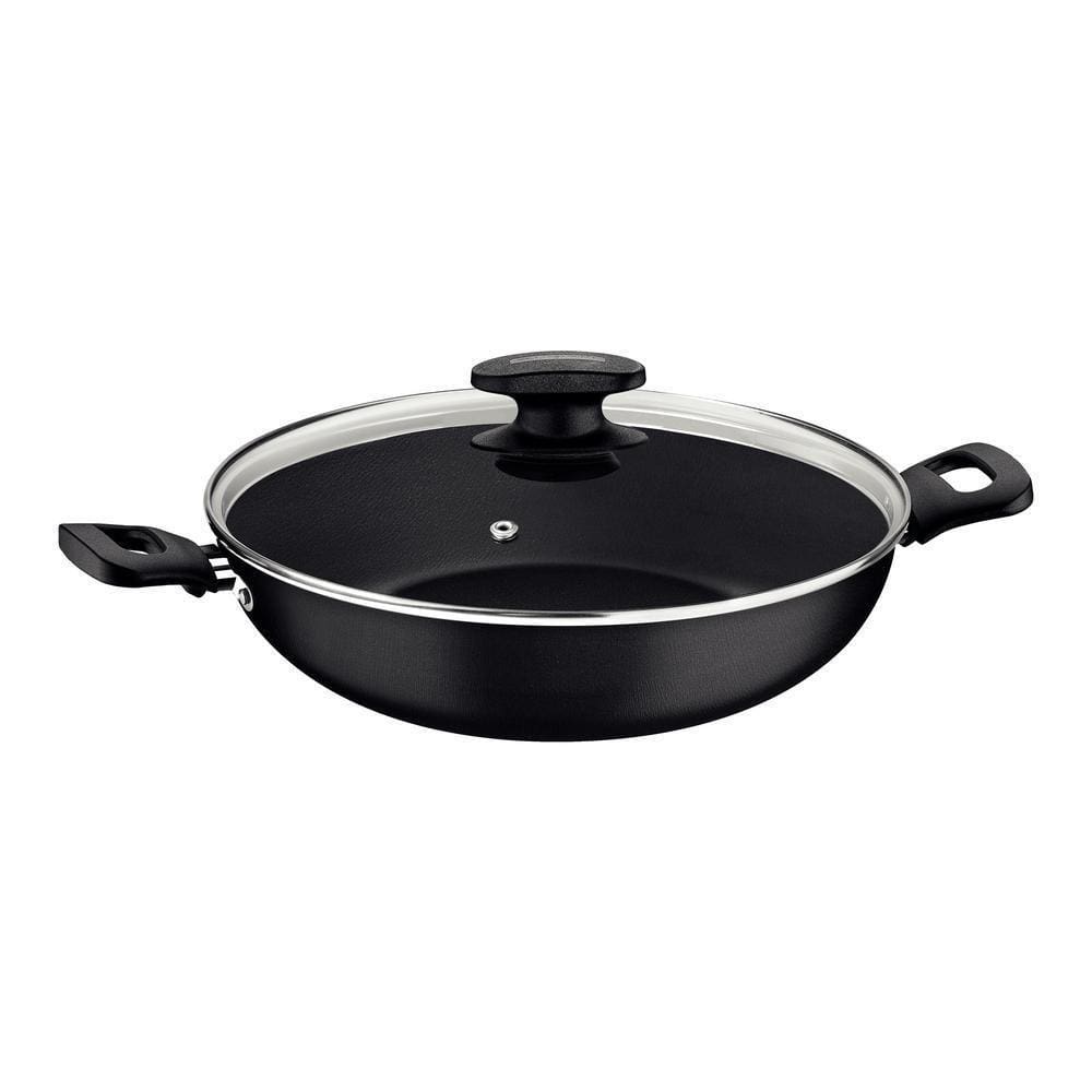 Panela Wok Antiaderente 3,3l Com Tampa Loreto Tramontina Cor:preto Preto
