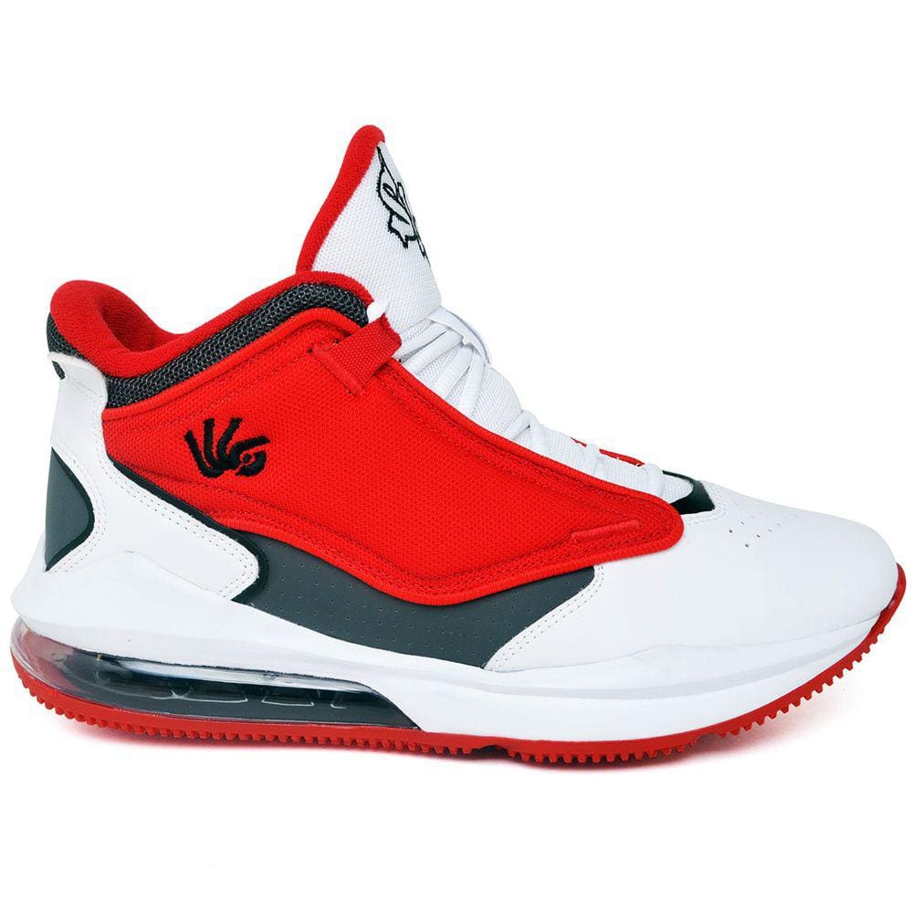 Tênis Masculino Basquete Macio Ankaa Branco E Vermelho Adultos