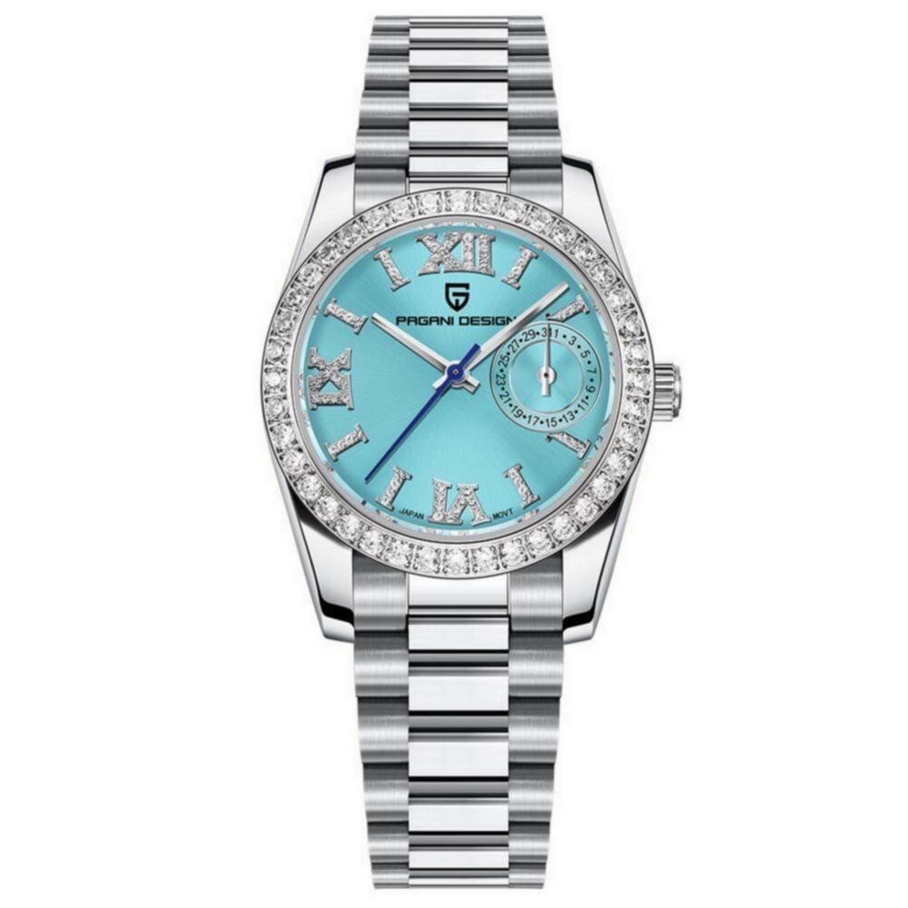 Relógio Feminino De Quartzo Design Ultra Fino Elegante Com Strass Impermeavel - Azul