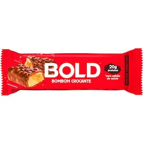 Barra de Proteína Bold Sabor Bombom Crocante 20g de Proteína Zero Açúcar com 60g