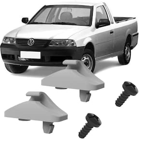 Kit Presilhas Suportes Cinza Claro Com Parafuso Quebra Sol Saveiro G3 2000 2001 2002 2003 2004 2005
