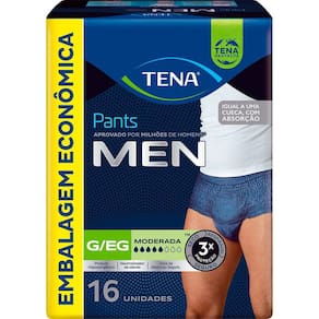 Roupa Íntima Descartável Tena Pants Men Tamanho G/EG com 16 Unidades