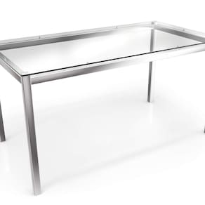 Mesa com Tampo de Vidro Retangular Reno Crome Kappesberg Cromado