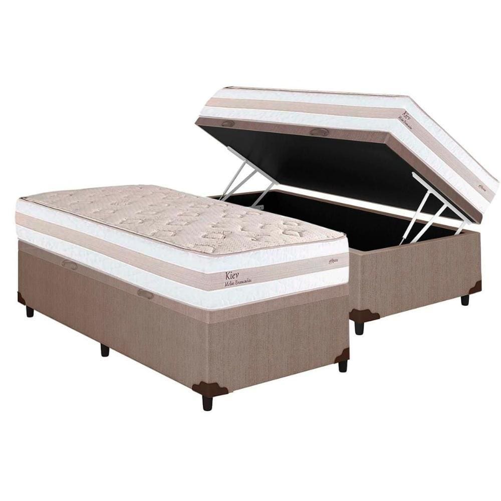 Conjunto Box Baú Solteiro: Colchão Molas Herval MasterPocket Ensacadas Kiev + Base CRC Courano Clean(88x188)