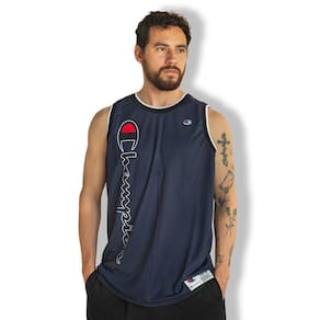 Camiseta Regata Champion Basket Script Street Navy