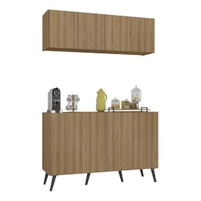 Conjunto Cantinho Do Café Retrô Armário E Aparador 4 Portas Multimóveis Mp1084 Rustic/preto