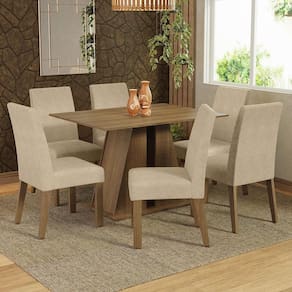 Conjunto Sala De Jantar Mesa Tampo De Madeira 6 Cadeiras Rustic/imperial Cheryl Madesa