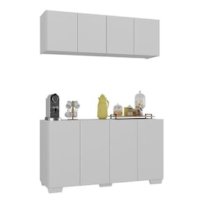 Conjunto Cantinho Do Café Armário E Aparador 4 Portas Multimóveis Mp1085 Branco Branco