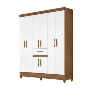 Guarda Roupa Casal 6 Portas 1 gaveta Naturale / Branco Portugal - Moval