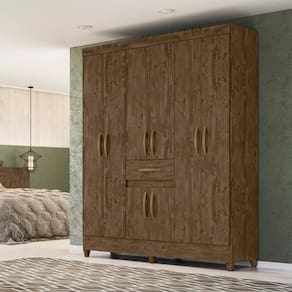 Guarda Roupa Casal 6 portas 1 gaveta Castanho Wood Portugal - Moval