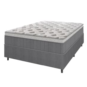 Cama Box Casal Colchão Molas Ensacadas ômega 138x188x70cm Cinza / Branco Hellen