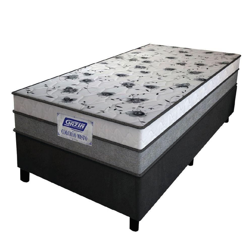 Cama Box Solteiro Colchão Espuma D33 Fort 88x188x59cm Cinza/branco Gazin Cinza / Branco