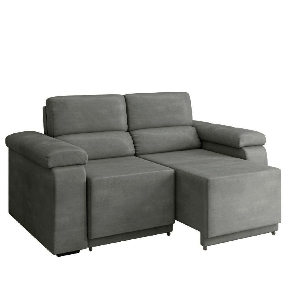 Sofá Desmontável Retrátil 2 Lugares 1,50m Fox Suede Cinza Selmer Cinza