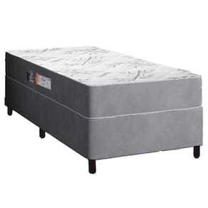 Cama Box Solteiro Colchão Espuma Egito 88x188x57cm Cinza / Branco Portobel  Cinza