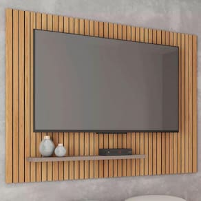 Painel para TV Até 70 Polegadas com Ripado Aegon Marrom/Cinza - Caemmun