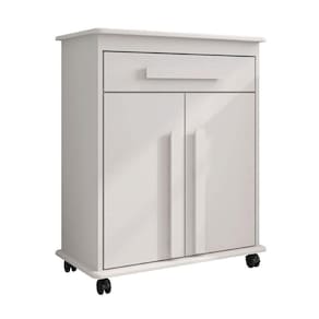 Armário Balcão Multiuso 2 Portas 1 Gaveta Com Rodízios Chile Branco Rv Móveis Branco