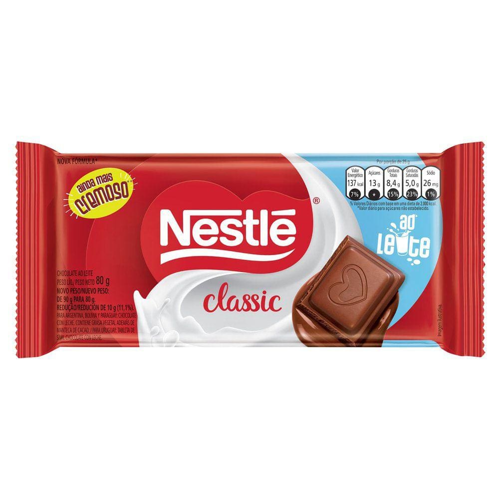 Chocolate Nestlé Classic ao Leite 80g