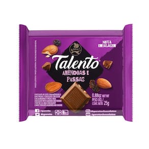 Chocolate Garoto Talento Amêndoas e Uvas Passas 25g