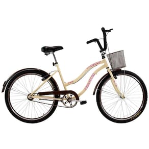 Bicicleta Retro Vintage Aro 26 Feminina Beach Bege