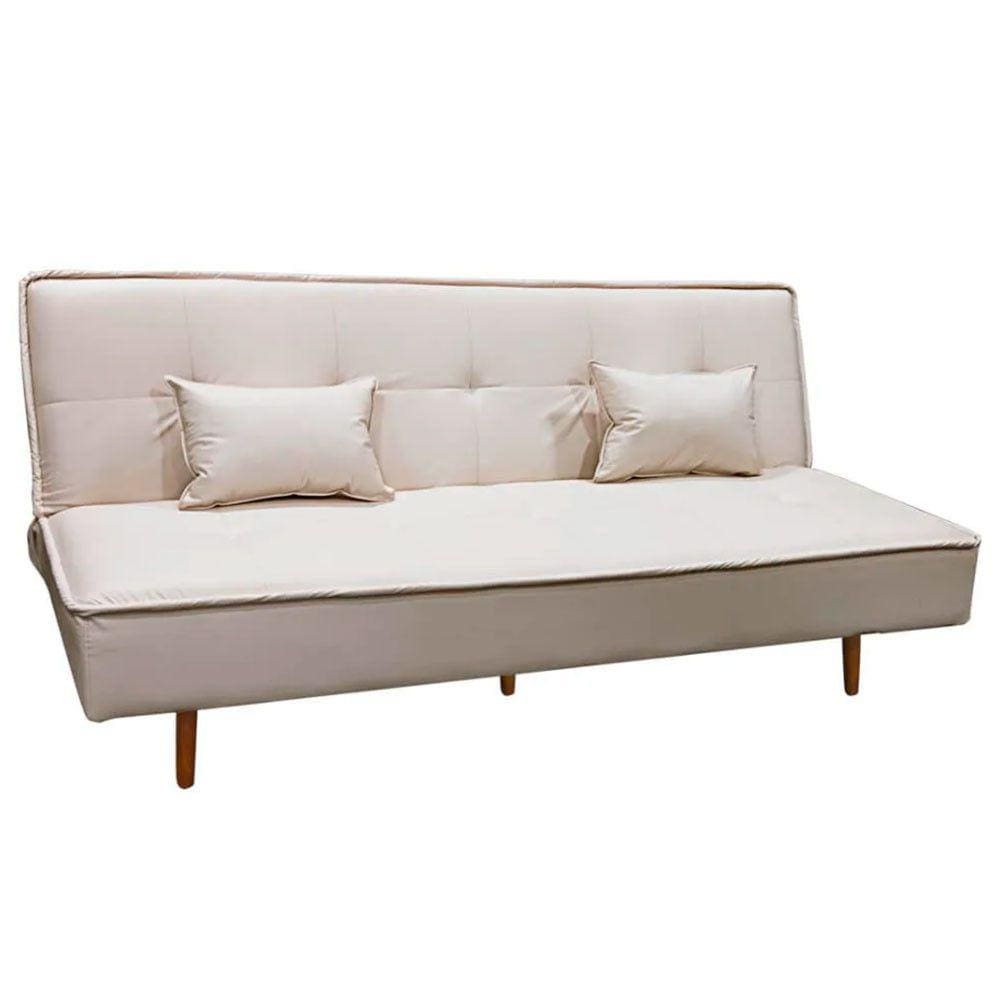 Sofá Cama Silver 3 Lugares Reclinável 1,92 Material Sintético Bege Speciale Home