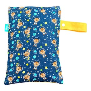 Saco Impermeável Organizador Fralda Roupa Suja Limpa - Astronauta Amarelo