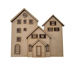 Kit 3 Casinhas p/Condomínio 6mm 24x23cm - Jeito Próprio Artesanato