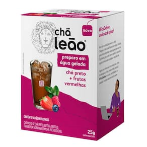 Chá Leão Preparo em Água Gelada Preto com Frutas Vermelhas 10 Sachês